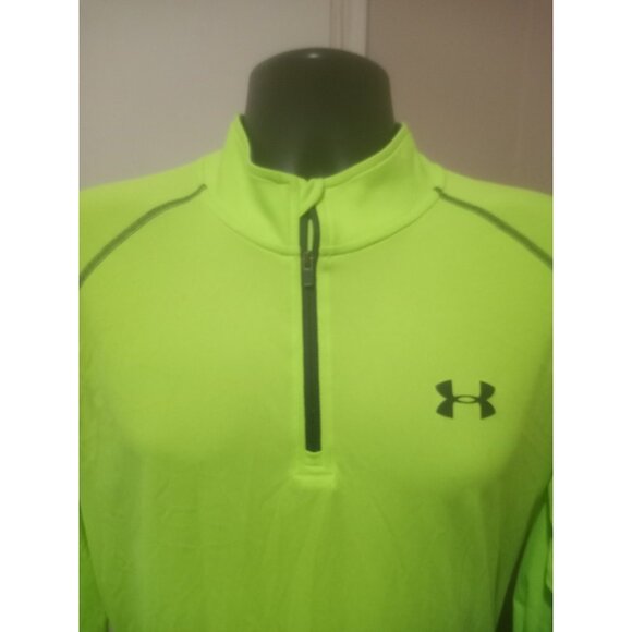 Under Armour Quarter 1/4 Zip Pullover Mens Large L Neon Green Golf Sweatshirt - Picture 4 of 11